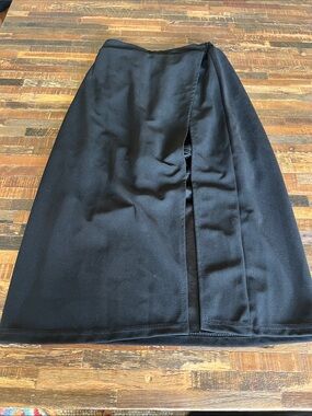Black Midi Wrap-Front Skirt